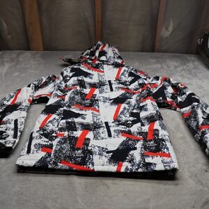 Riviyele Snow Jacket Men Small Black Abstract Print Waterproof Winter Outdoor